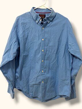 Cremieux Shirt Mens XL Button Down Long Sleeve Pinstripe Blue Cotton Pocket